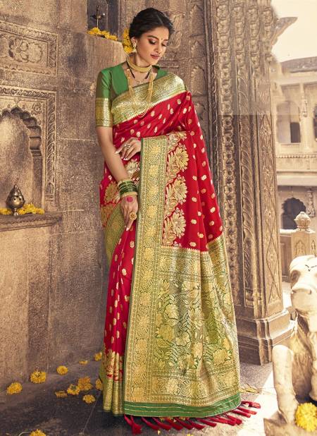 Red Colour Manjula Mithila Designer Festive Wear Banarasi Silk Fancy Saree Collcetion 3010-E